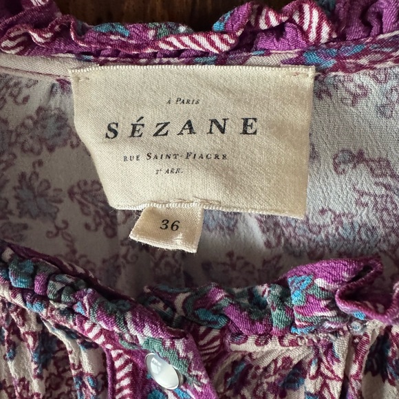 Sèzane Courte Lio Dress Mini Flowers Violet FR36 - Picture 11 of 11